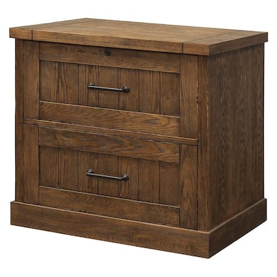 Rustic Lateral File With Locking Legal/Letter File Drawer, Brown