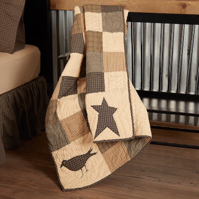 Kettle Grove Applique Crow and Star Quilted Throw 60x50