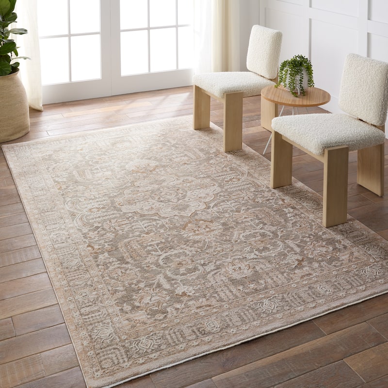 Olexa Medallion Beige/Gray Rug - 3' x 12' - Runner