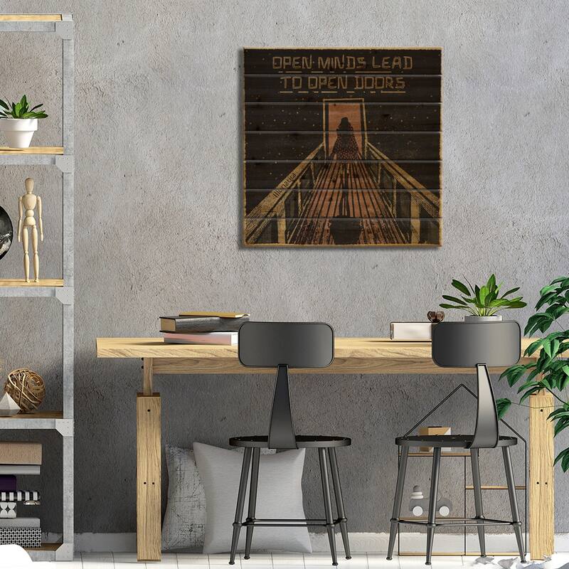 Open Minds Lead To Open Doors Print On Wood by Illunatica - Multi-Color
