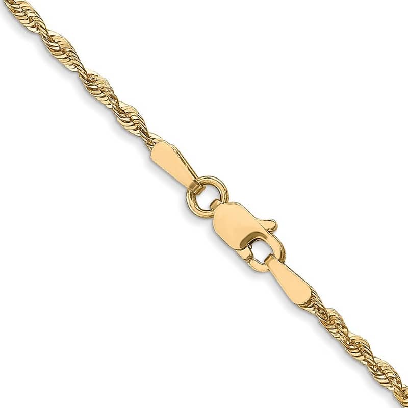 Curata 10k Yellow Gold Solid 1.8mm Diamond-cut Light Rope Chain Necklace (Lobster) Options 16 18 20 22 24