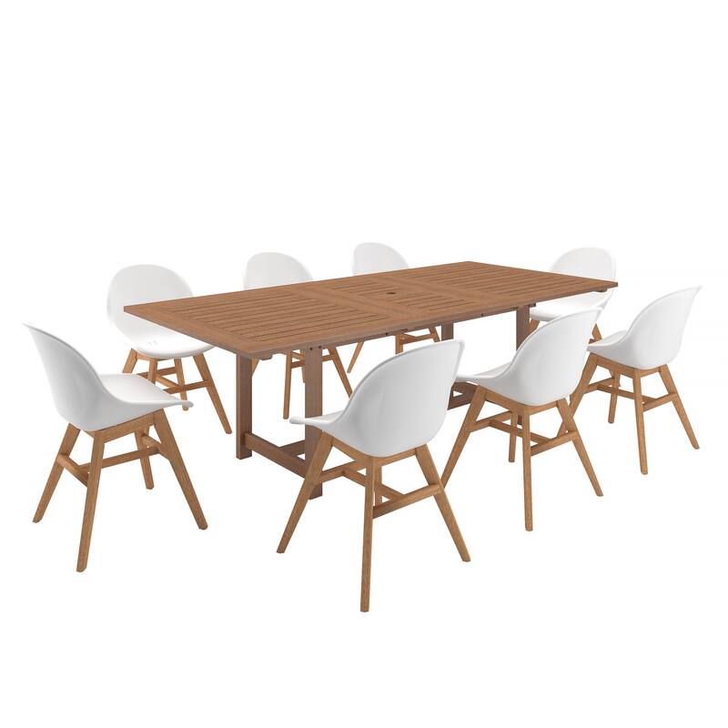 Amazonia Bonita White 9-piece Extendable Rectangular Patio Dining Set