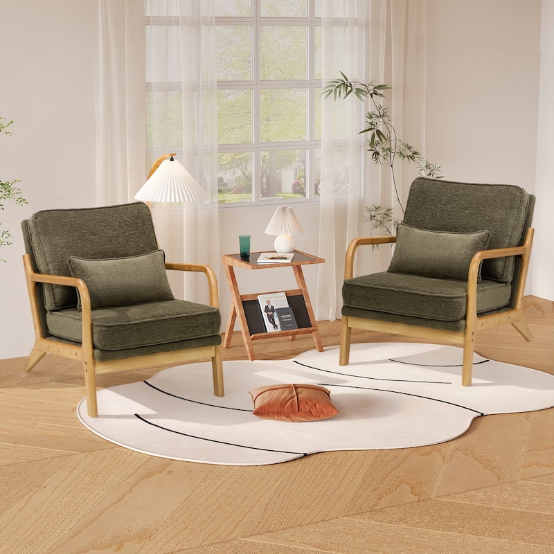 RENEWLINE Mid Century Modern Accent Chair with Lumbar Pillow