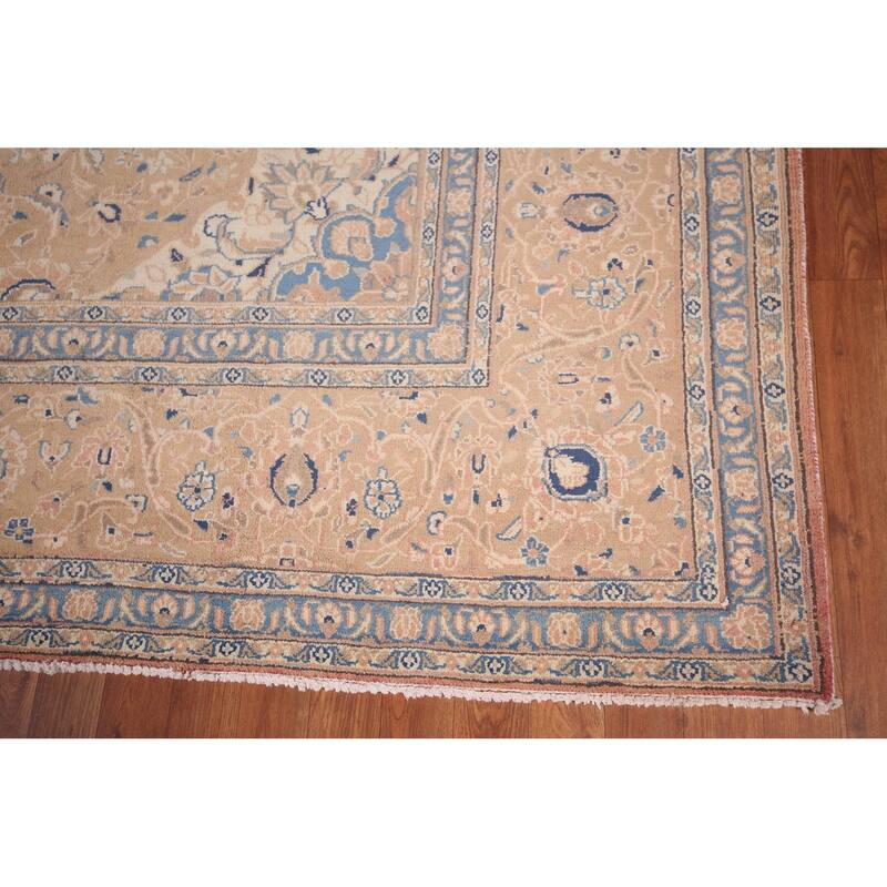 Traditional Mashad Persian Vintage Area Rug Hand-Knotted Wool Carpet - 9'4"x 12'5"