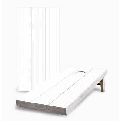 White Wood Wall Cornhole Game (Choose Wraps or Boards)