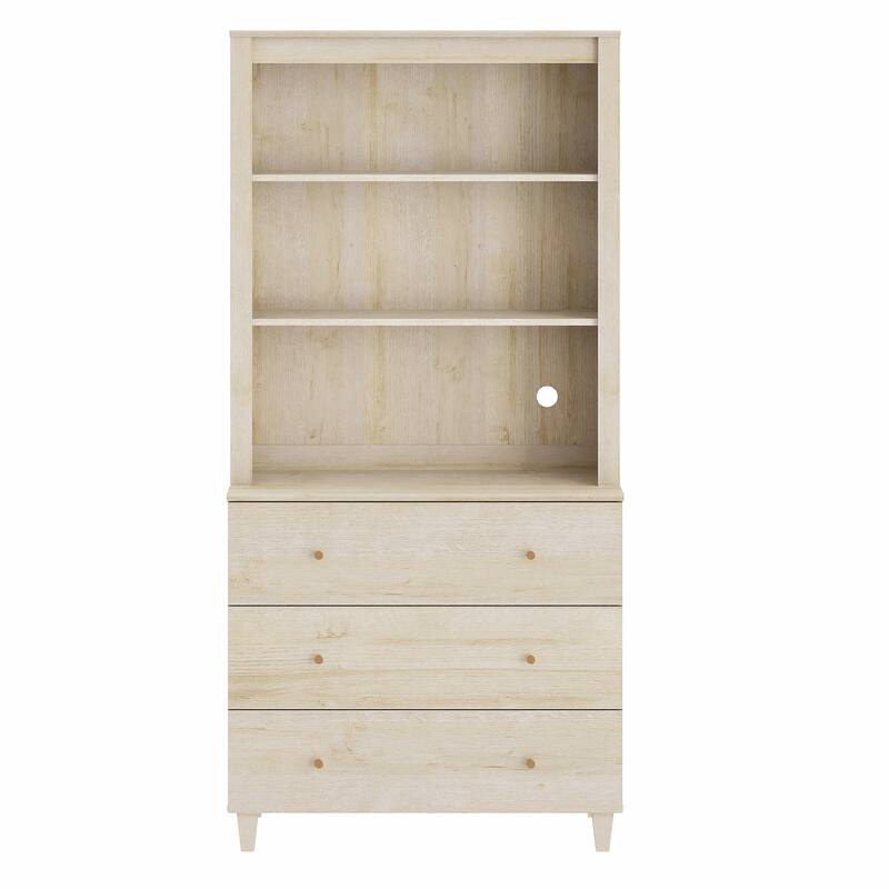 Modern 71" Tall Bookcase with Drawers & Open Shelves for Home Office