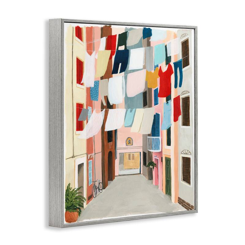 Stupell Colorful Laundry Day Clothes Line Between Apartments Framed Art, 11 x 14, Design By Artist Grace Popp