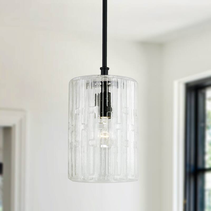 Emerson 7" 1-light Pendant w/ Embossed Seeded Glass