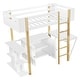preview thumbnail 9 of 16, Twin Size Wood Loft Bed With Built-in Storage Cabinet and Cubes, Foldable desk, White