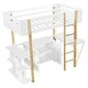 preview thumbnail 9 of 17, White Twin Size Solid Wood Loft Bed with Storage Cabinet & Desk