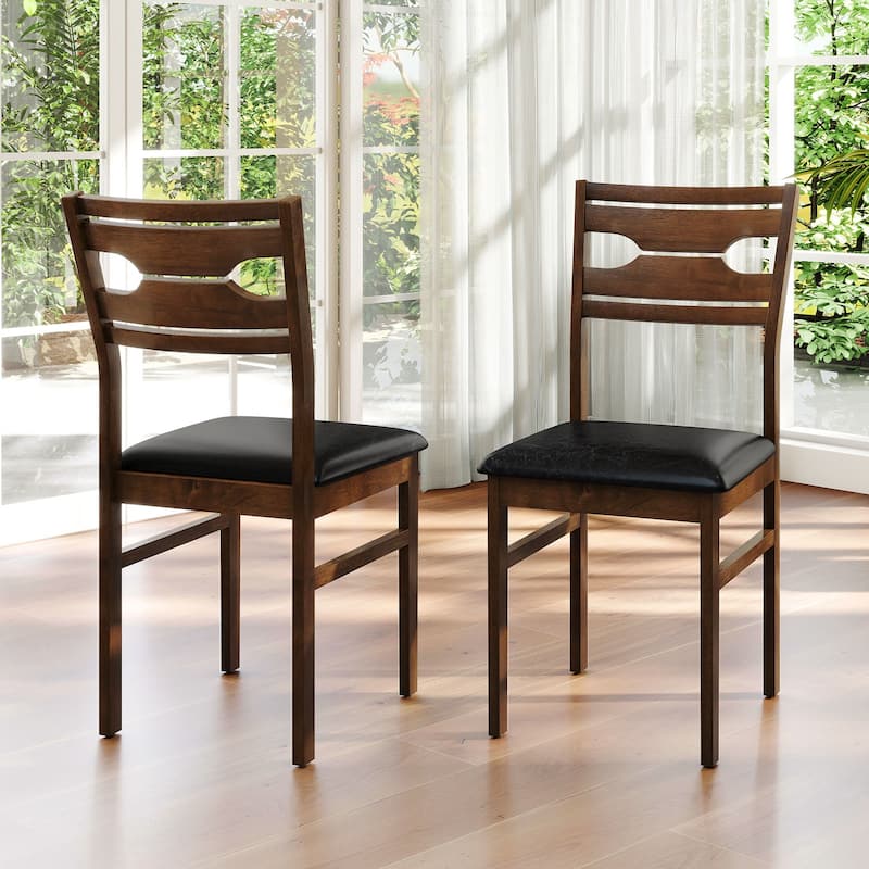 Gymax Dining Chair Set of 4 w/ Rubber Wood Frame Padded Seat Curved
