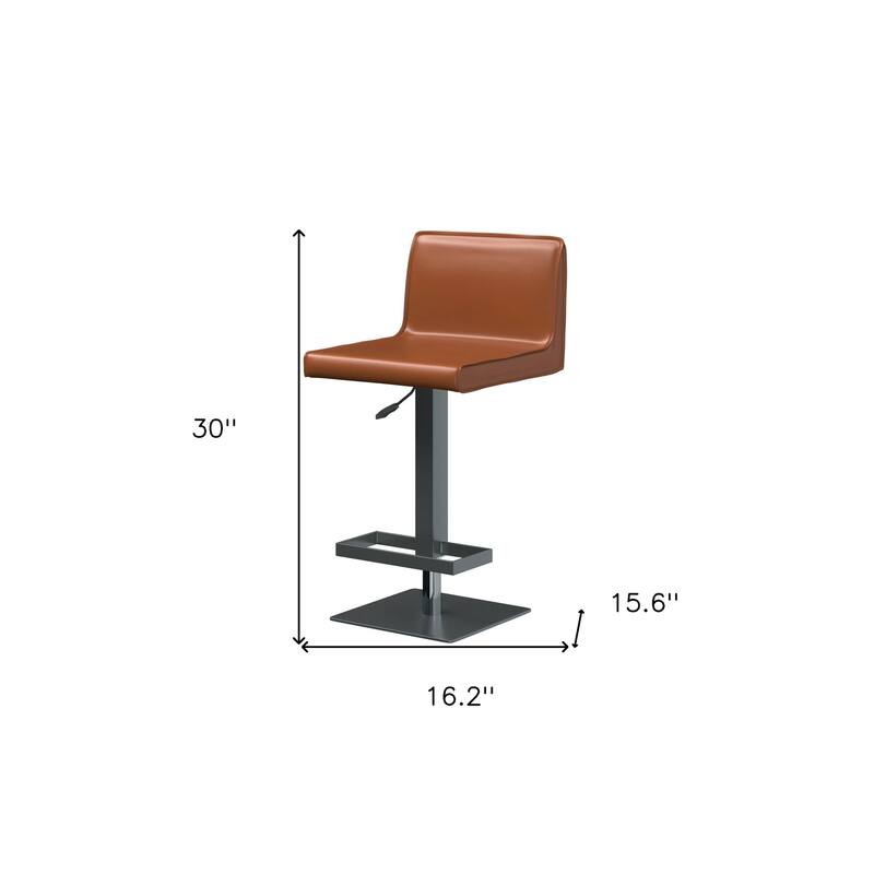 HomeRoots Orange and Black Faux Leather and Metal Low Back Adjustable Height Bar Chair