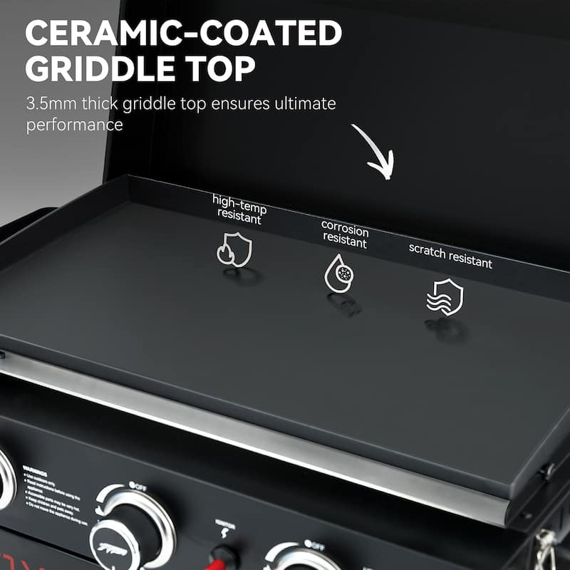 Royal Gourmet Portable 3-Burner Griddle with Collapsible Stand