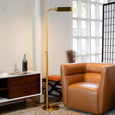 Floor Lamp, Slim Standing Light with Neutral Shade for Living Room & Bedroom, 110~120V Floor Lamp Gold Outer and White Inner