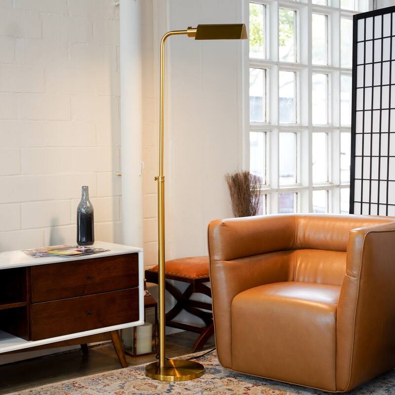 Minimalist Floor Lamp, Slim Standing Light with Neutral Shade for Contemporary Living Room & Bedroom Ambience 110~120V Elara - Gold