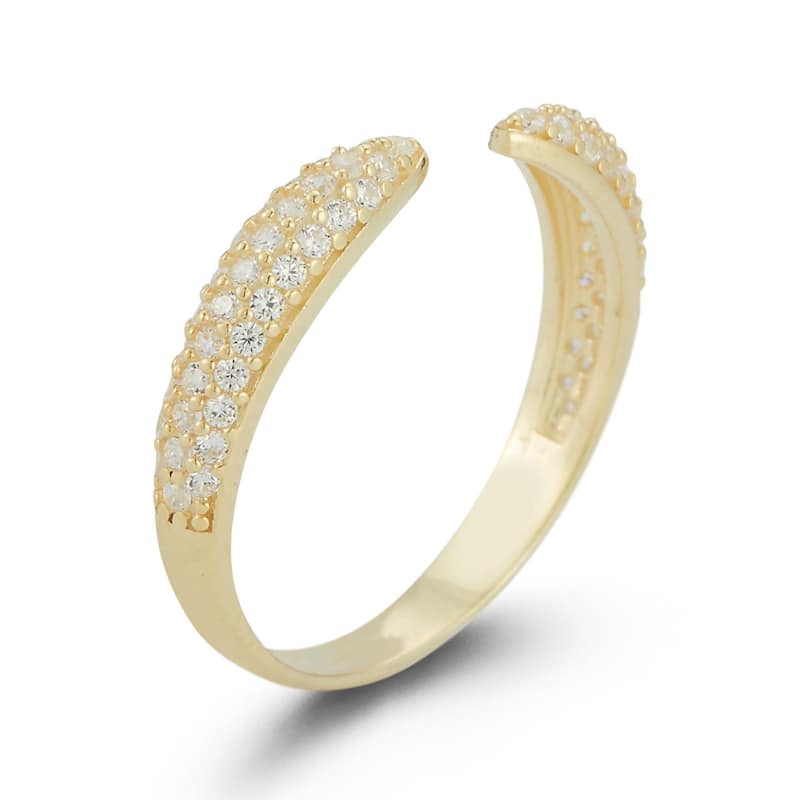 Soleil Sterling Silver Pave Claw Cuff Ring