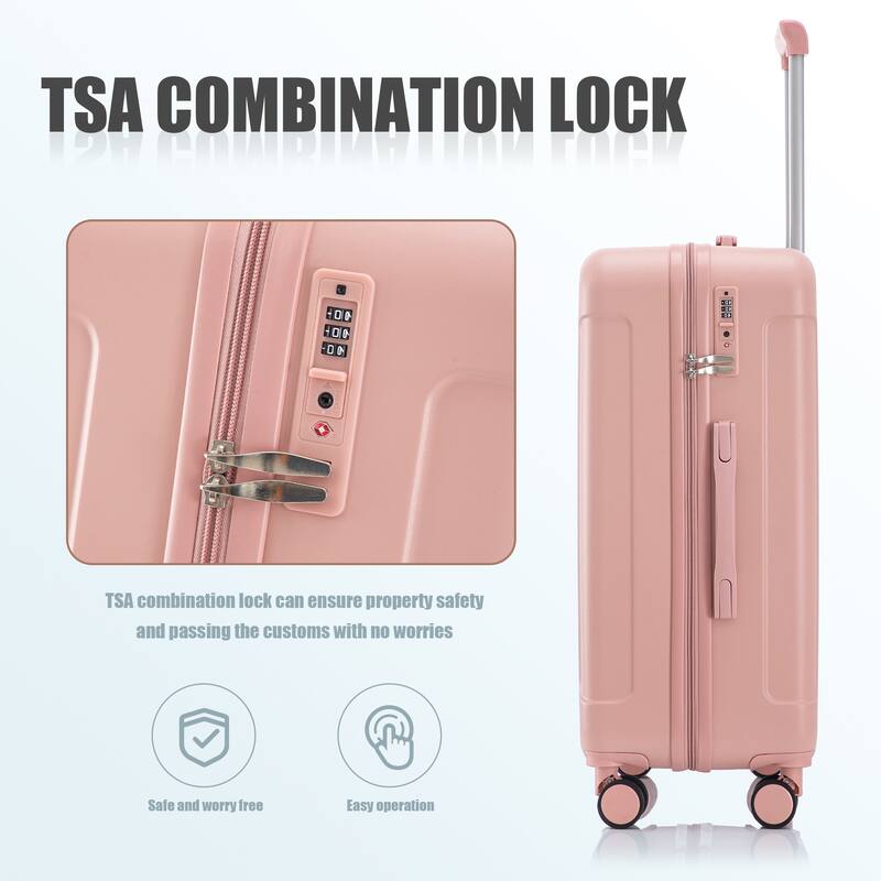 3 PCS in ABS Spinner Wheel Luggage, Carry on Suitcase, TSA Combination Lock