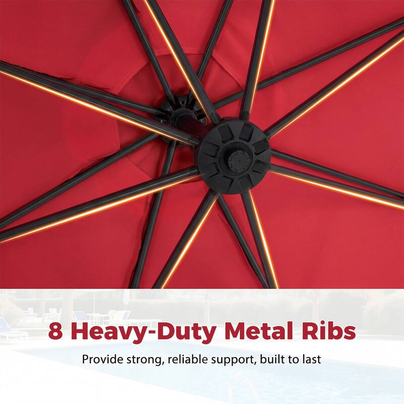 Costway 10 FT Offset Hanging Umbrella with Base Patio Cantilever