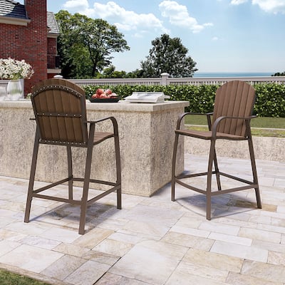 VredHom Outdoor Aluminum Bar Stools Chairs (Set of 2) - 21.96" W x 25.19" D x 48.22" H