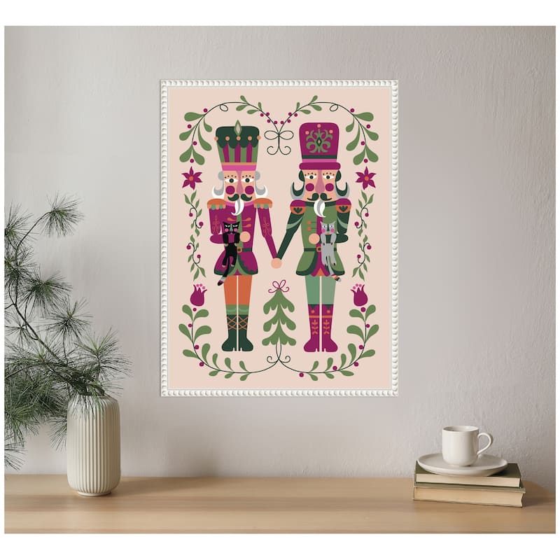Kate and Laurel Sylvie Beaded Nutcrackers Framed Canvas by Rachel Lee