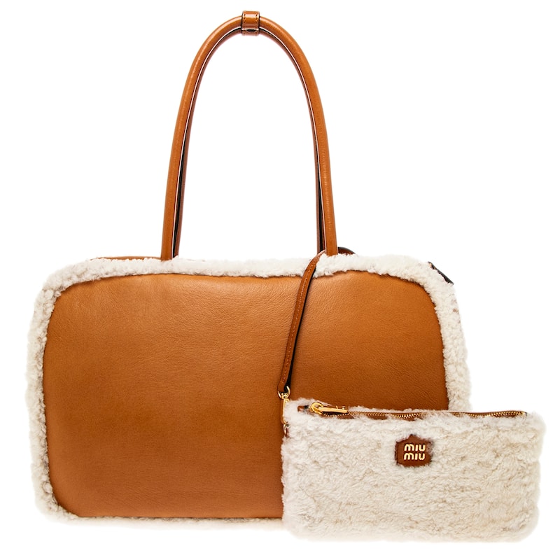 Miu Miu Beau Shearling Top Handle Bag