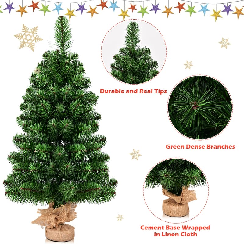 Costway 3Ft Artificial PVC Christmas Tree Tabletop Season Decoration