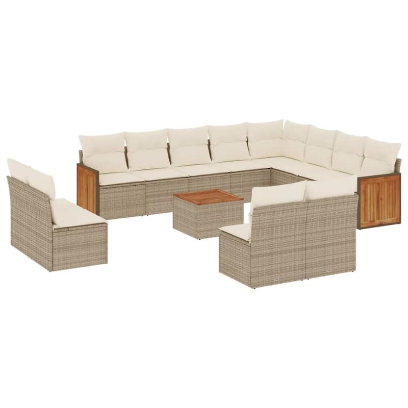 vidaXL Patio Sofa Set with Cushions Outdoor Conversation Furniture Poly Rattan