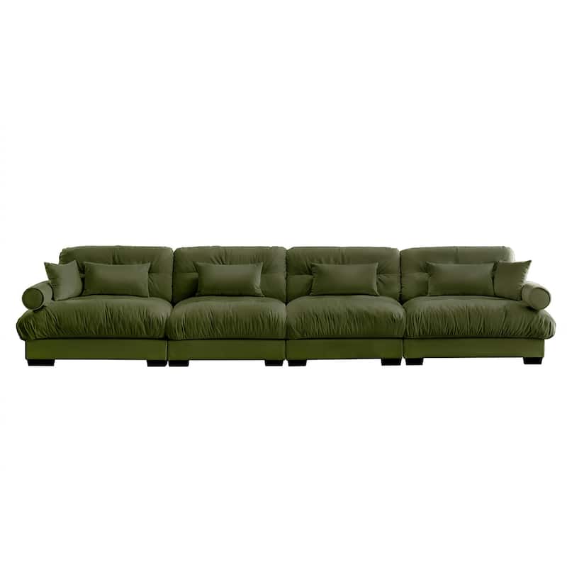 Modern Sectional Couch Comfortable Upholstered Sofa Set with Lumbar Pillow and Throw Pillow for Living Room