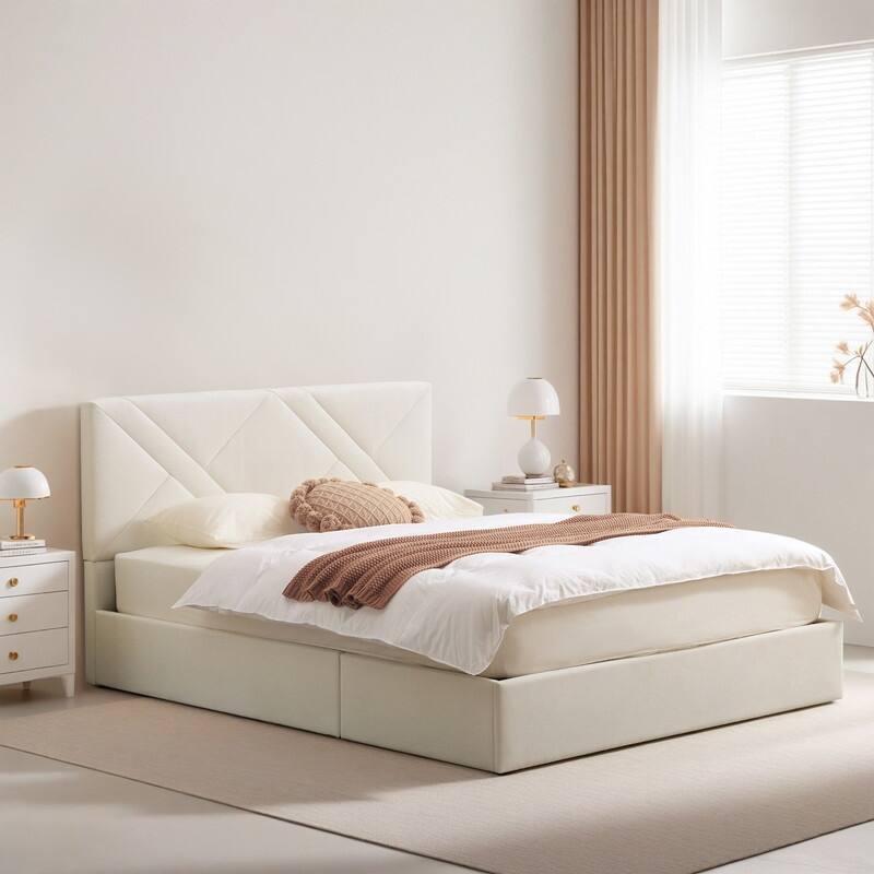 Plywood Frame Full Upholstered Platform Bed
