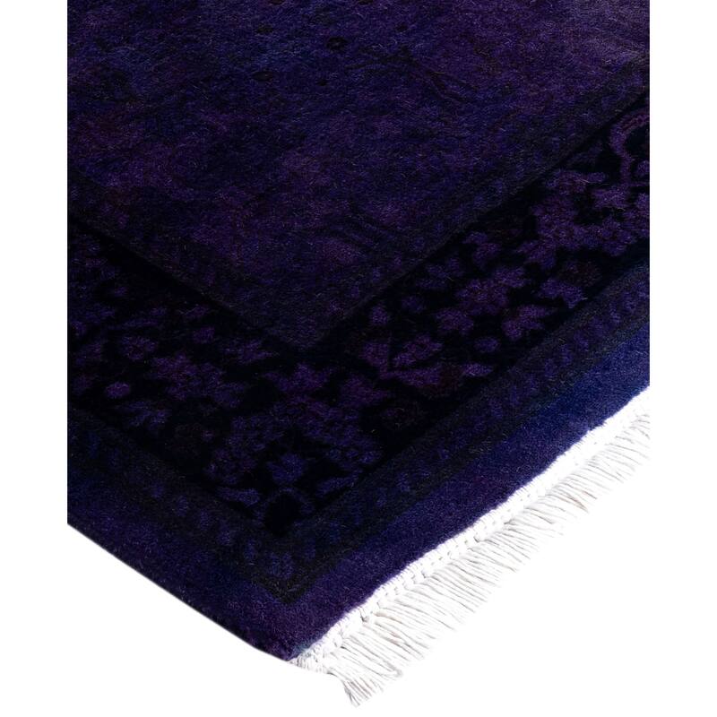 Overdyed One-of-a-Kind Hand-Knotted Area Rug - Purple - 2' 9" x 17' 8"