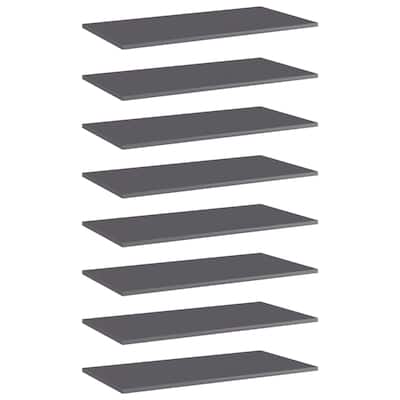 vidaXL Bookshelf Boards 8 pcs High Gloss Gray 31.5"x15.7"x0.6" Chipboard
