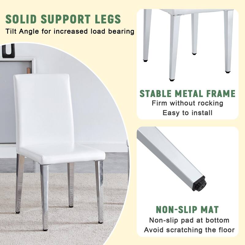 4Pcs PU Backrest Dining Chairs for Minimalist and Modern Home Styles