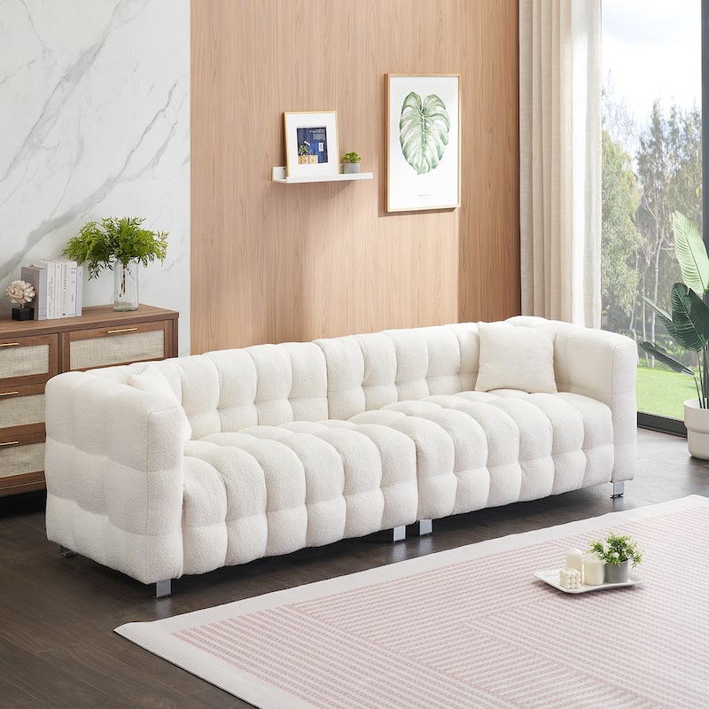 102'' teddy velvet four-seater modern style sofa
