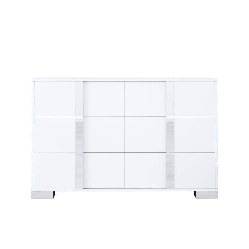 Dresser with Metal Handle,Mirrored Storage Cabinet with 6 Drawers
