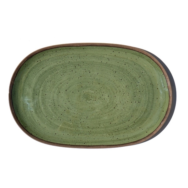 Abode Homewares Retreat Pottery Melamine Oval Platter - Green - 16.9" x 10.9"