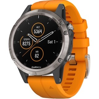 garmin fenix 5 plus sapphire titanium with solar flare orange band