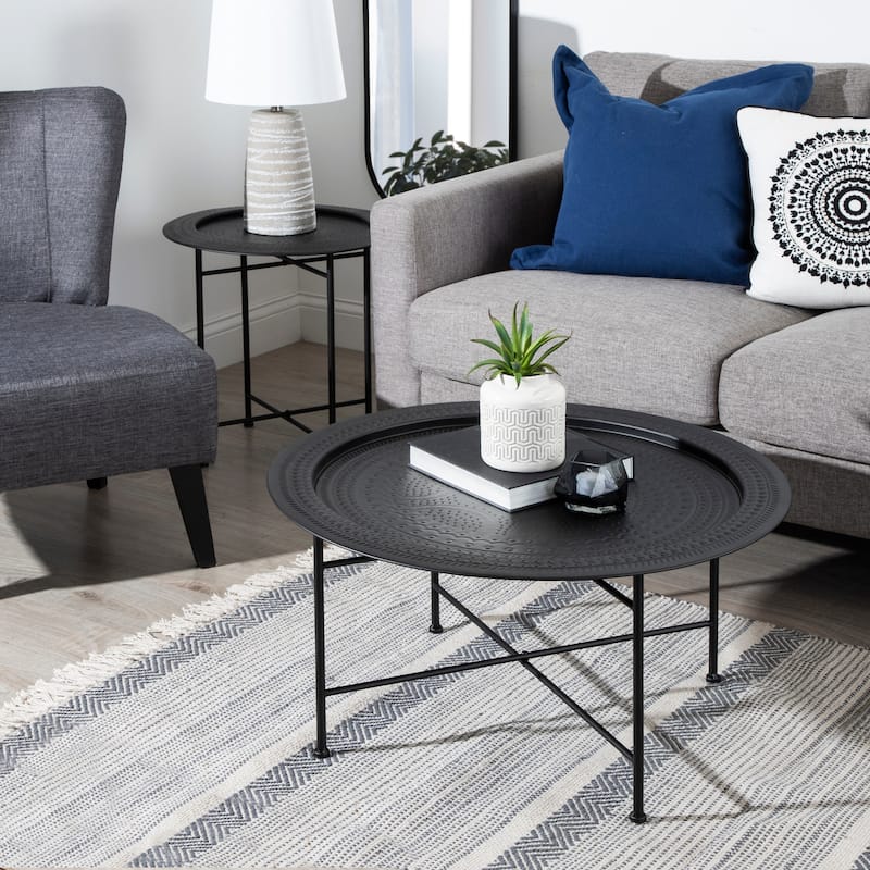 Kate and Laurel Razza Round Metal Coffee Table - 28x28x15