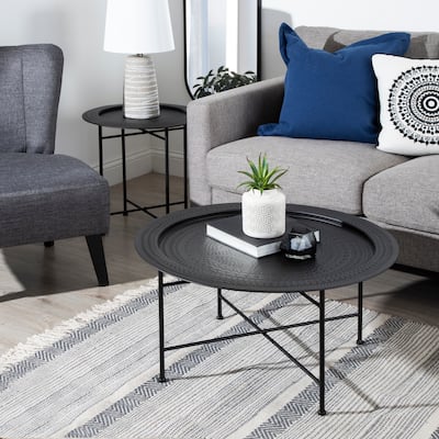 Kate and Laurel Razza Round Metal Coffee Table - 28x28x15
