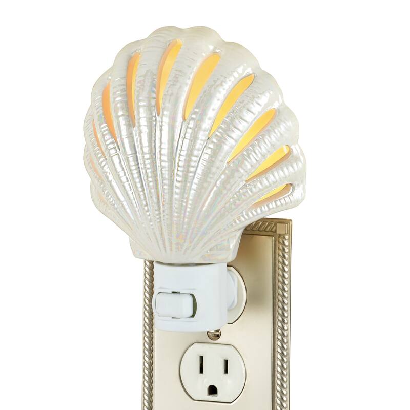 White Pearlized Finish Seashell Night Light - NO SIZE