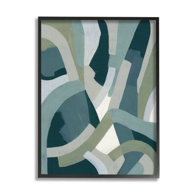 Stupell Layered Curved Shapes Abstract Green Limestone Framed Wall Art