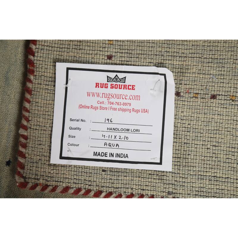 Hand Knotted Oriental 100% Wool Carpet Tribal Animal Pictorial Green Gabbeh Area Rug - 4' 11'' X 2' 10''