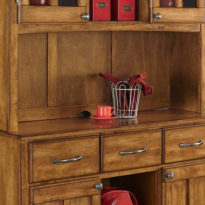 Homestyles Buffet Of Buffets Brown Wood Buffet with Hutch - 44" x 17" x 72"