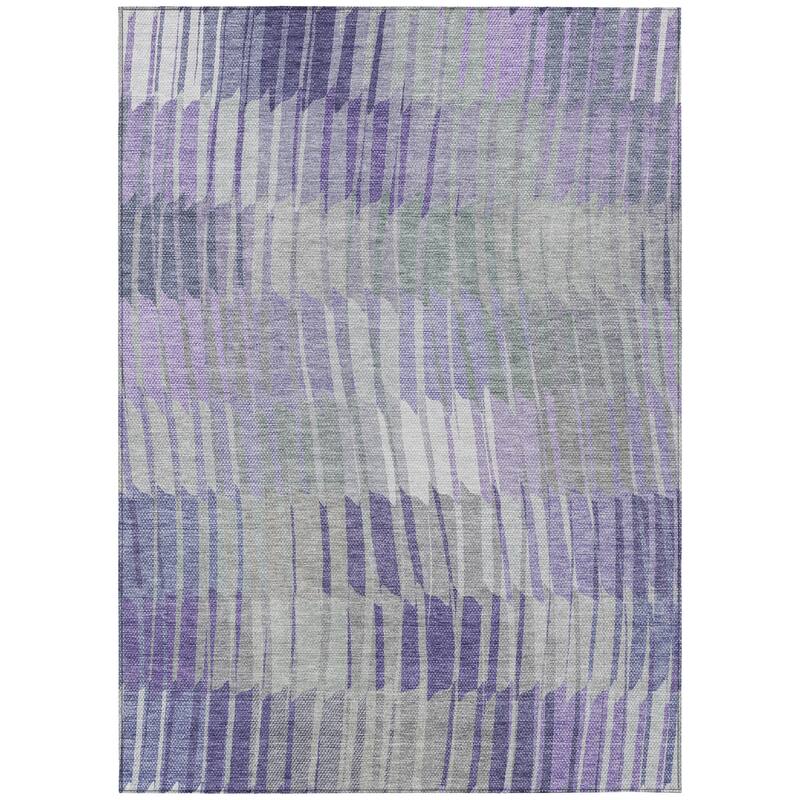 Machine Washable Indoor/ Outdoor Casual Stripe Chantille Rug