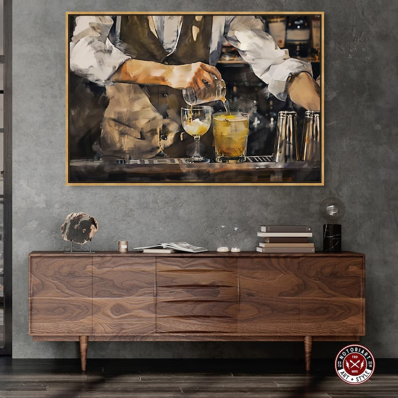Notoriart Bartender Framed Bar Cart Art For Men
