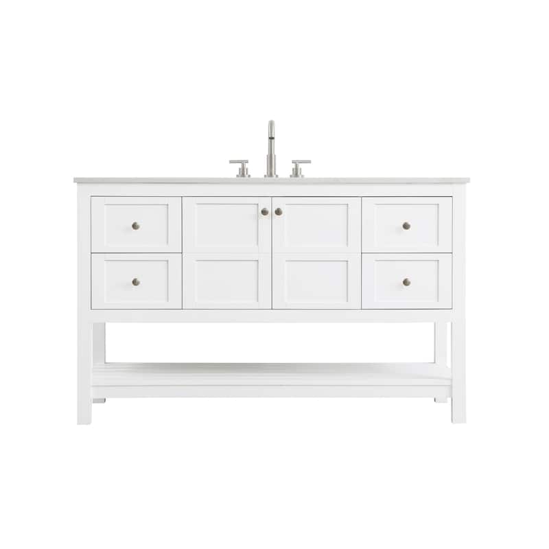 Elegant Lighting VF16454 Theo 54" Free Standing Single Basin Vanity - White