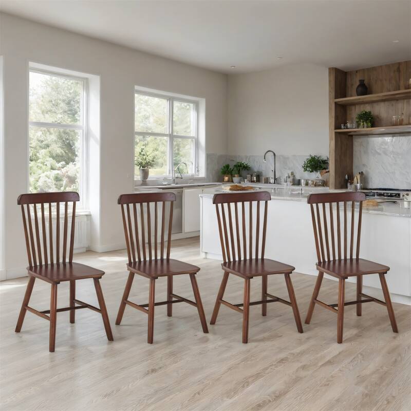 Modern Solid Wood Dining Chairs with Curved Backrests (Set of 4)