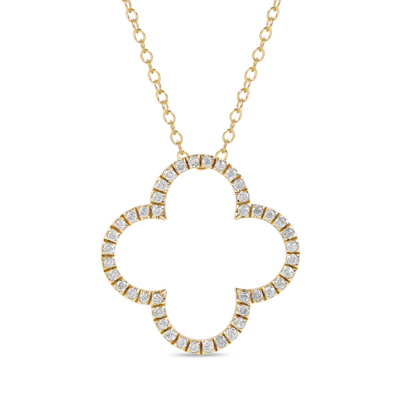 1/6ct - 1ct TDW Diamond 14K Gold Open Clover Pendant Necklace for Women