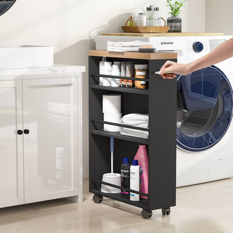 Slim Storage Cart, Rolling Narrow Kitchen Cart on Wheels - N/A