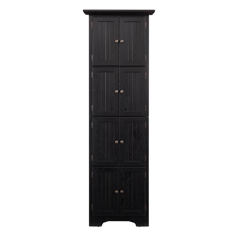GDF Studio - Farmhouse Corner Cabinet Tall 4-Tier Storage Pantry with 8 Doors.