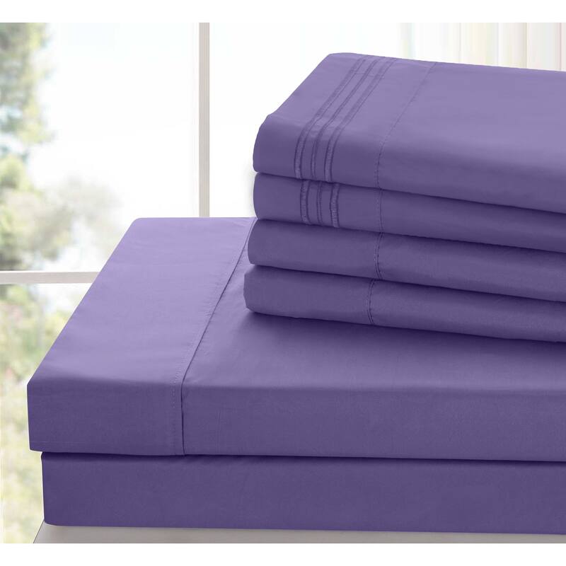 6 Piece Bed Sheet Set Deep Pocket Ultra Soft Microfiber Bedding Sheets